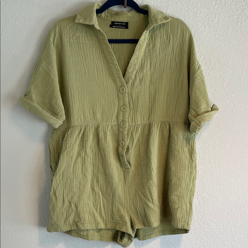 Urban Outfitters Green Short-Sleeve Romper